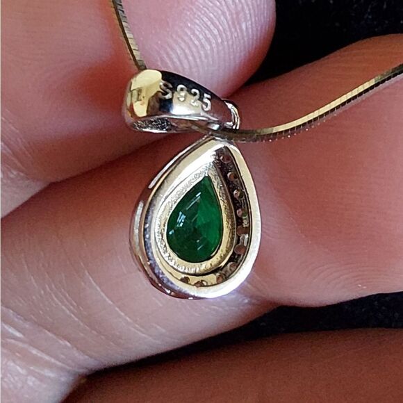 0.6 Carat Nano Russian Emerald Sterling Silver Necklace - Picture 7 of 10